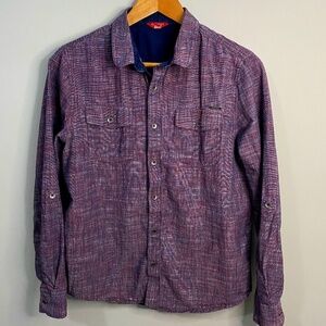 Guess‎ Purplish-red Men's Fine Plaid Button Up Shirt Size Medium